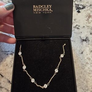 Badgley Mischka Gold Necklace with Crystal Accents